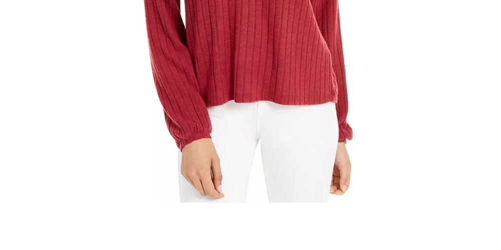 Moletom com capuz Henley canelado Ultra Flirt Juniors vermelho escuro tamanho X-S