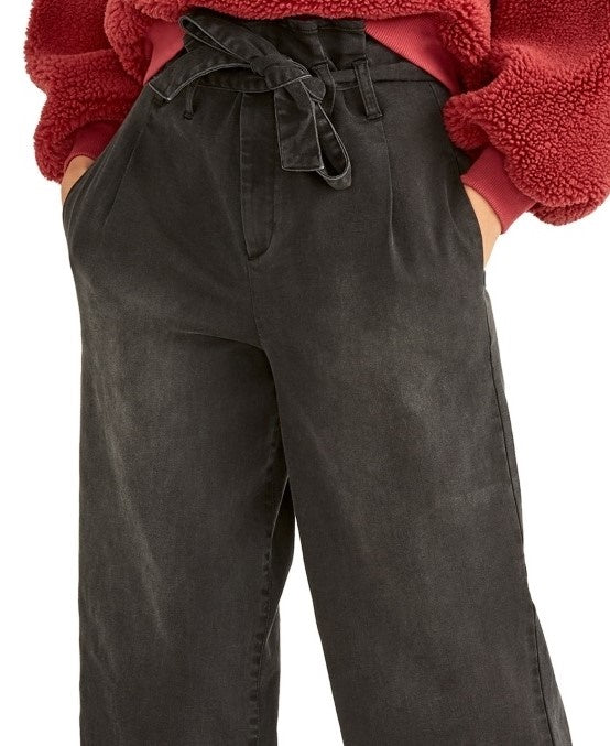 Calça curta feminina Rachel Roy Paperbag preta tamanho 12