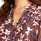 Blusa feminina Rachel Roy com estampa floral, manga longa, gola V, vermelha, tamanho 1X