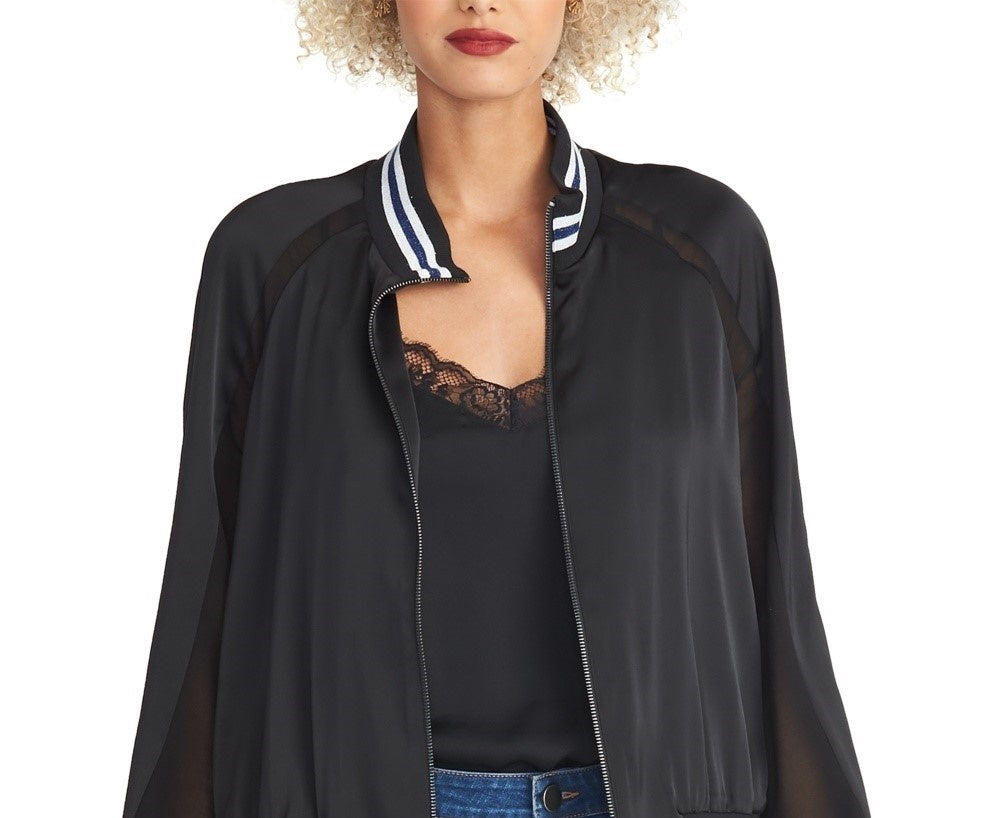 Jaqueta leve com zíper feminina Rachel Roy, preta, tamanho extragrande