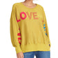 Suéter feminino Rachel Roy com estampa de amor metálico, amarelo, tamanho extrapequeno