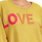 Suéter feminino Rachel Roy com estampa de amor metálico, amarelo, tamanho extrapequeno