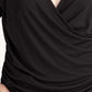 Rachel Roy Blusa feminina de manga comprida com decote em V plus size preta tamanho 0X