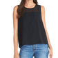 Rachel Roy Top sem mangas feminino com jugo de malha, preto, tamanho extragrande