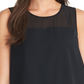 Rachel Roy Top sem mangas feminino com jugo de malha, preto, tamanho extragrande