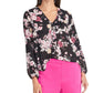 Blusa feminina Layla assimétrica com babados, preta, tamanho grande, Rachel Rachel Roy