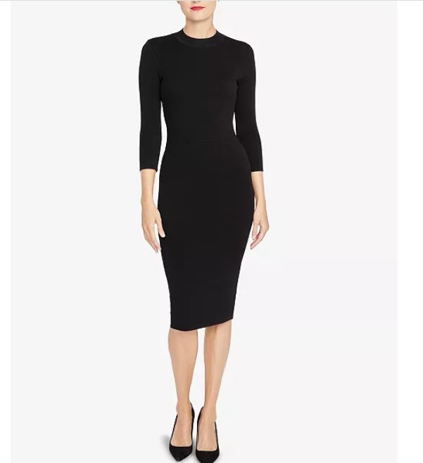 Vestido suéter feminino Rachel Roy com recorte nas costas, preto, tamanho médio