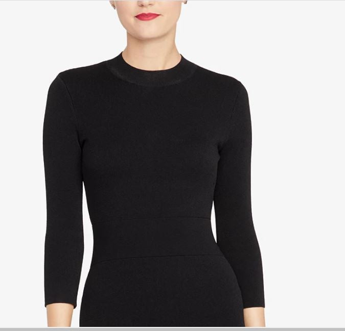 Vestido suéter feminino Rachel Roy com recorte nas costas, preto, tamanho médio
