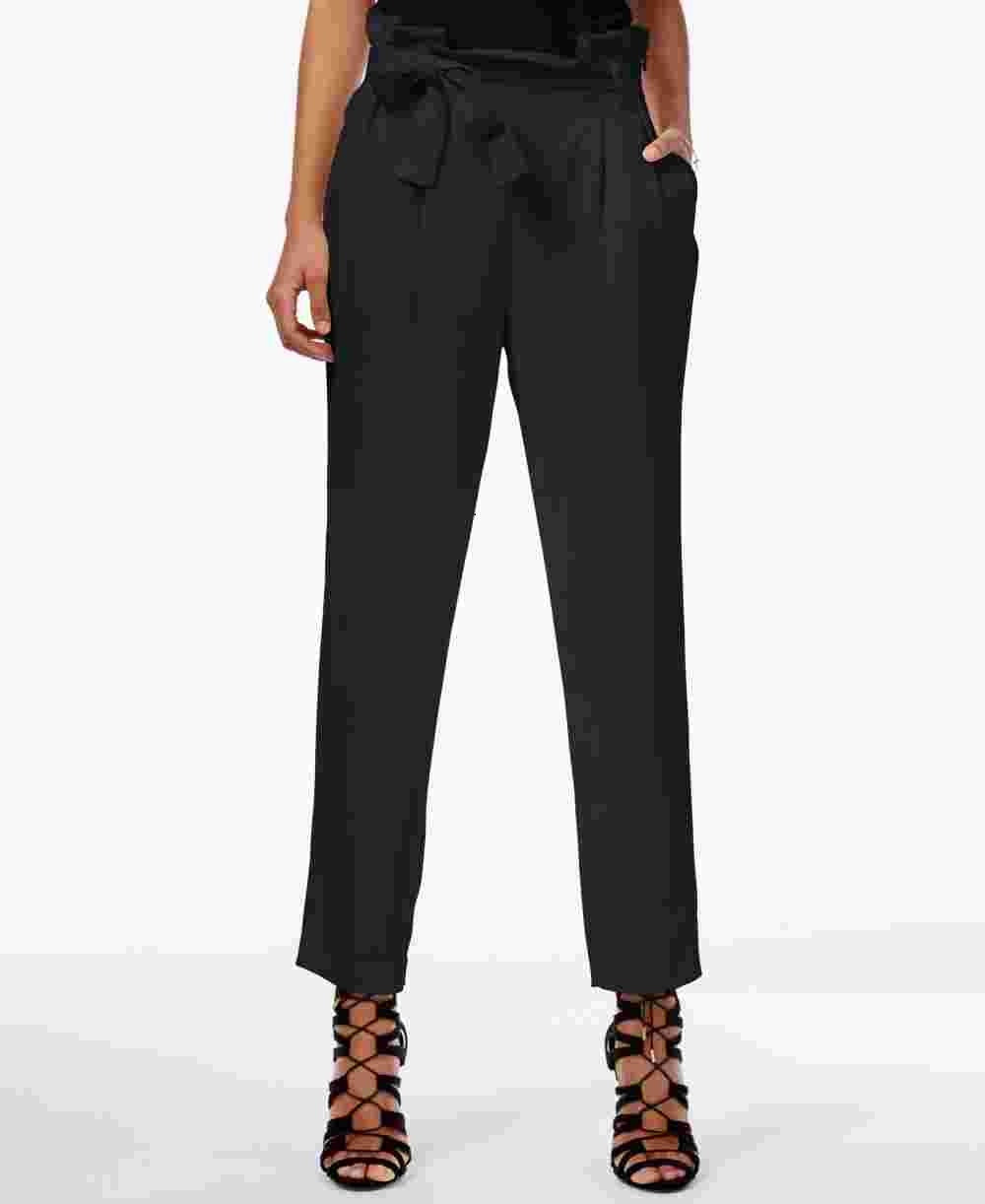 Calça afunilada feminina Paper Bag da Rachel Roy, preta, tamanho 6