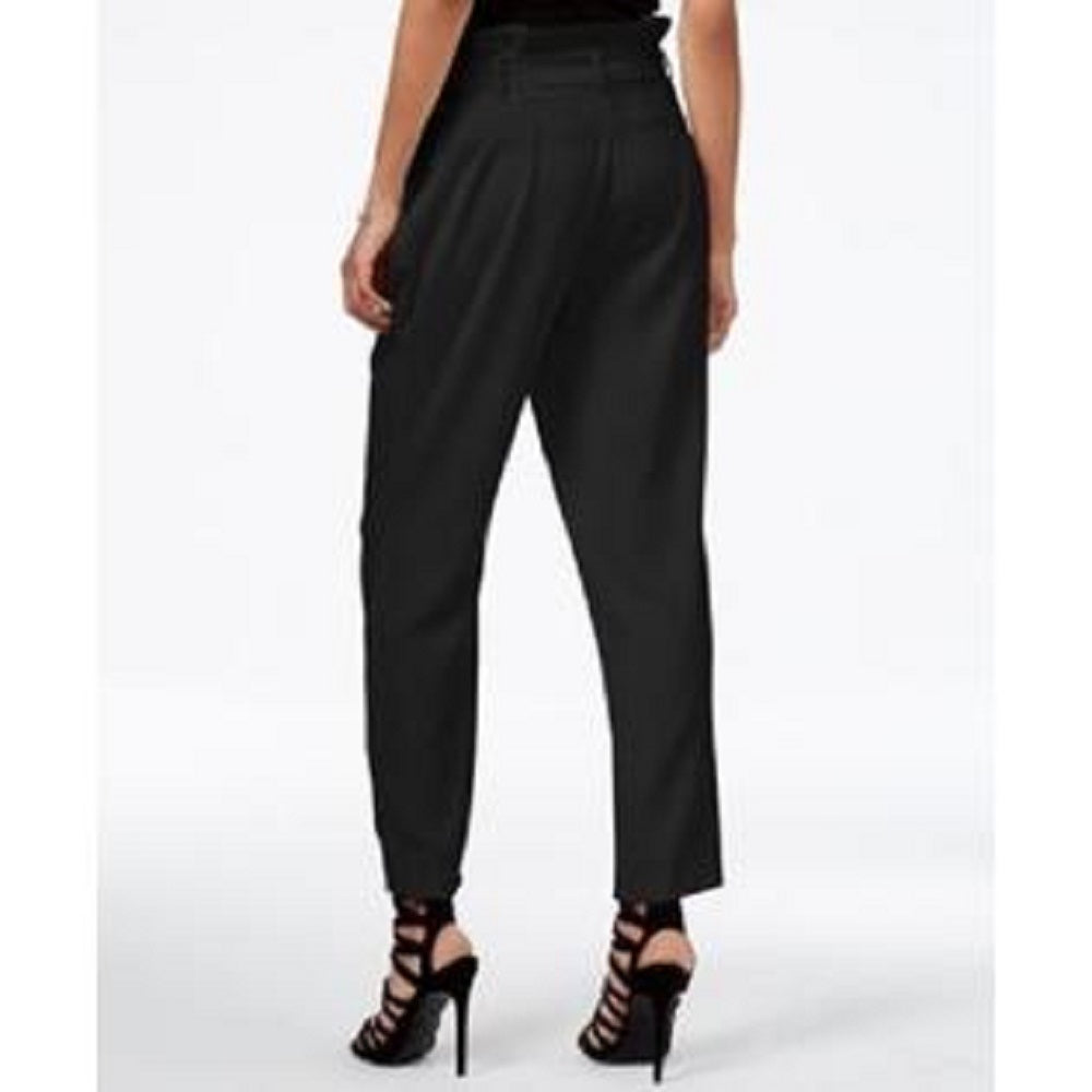 Calça afunilada feminina Paper Bag da Rachel Roy, preta, tamanho 6