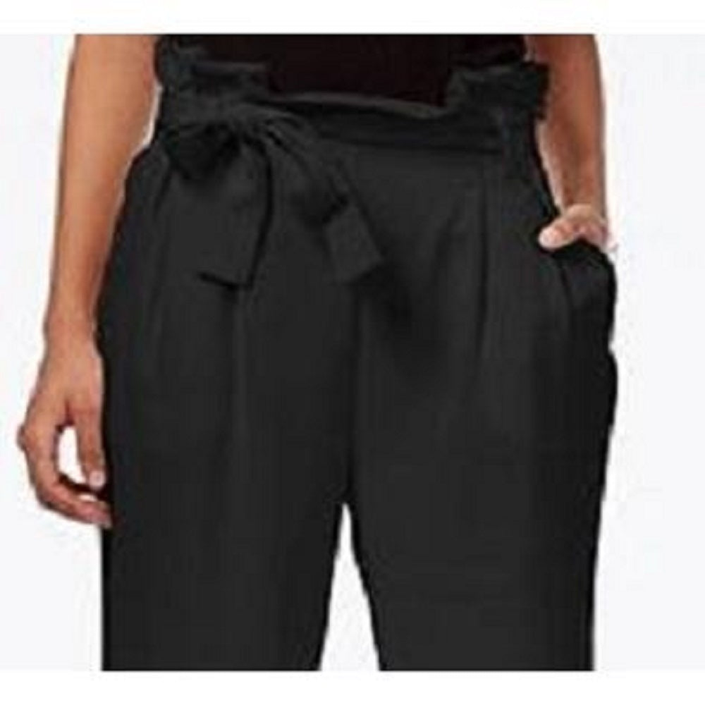 Calça afunilada feminina Paper Bag da Rachel Roy, preta, tamanho 6