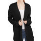 Cardigan de malha trançada com abertura frontal Ultra Flirt Juniors, preto, tamanho grande