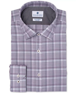 Camisa social masculina Ryan Seacrest Distinction Ultimate Slim Fit, sem passar a ferro, com elastano, tamanho roxo, 15x32x33