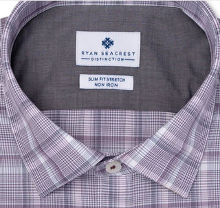 Camisa social masculina Ryan Seacrest Distinction Ultimate Slim Fit, sem passar a ferro, com elastano, tamanho roxo, 15x32x33