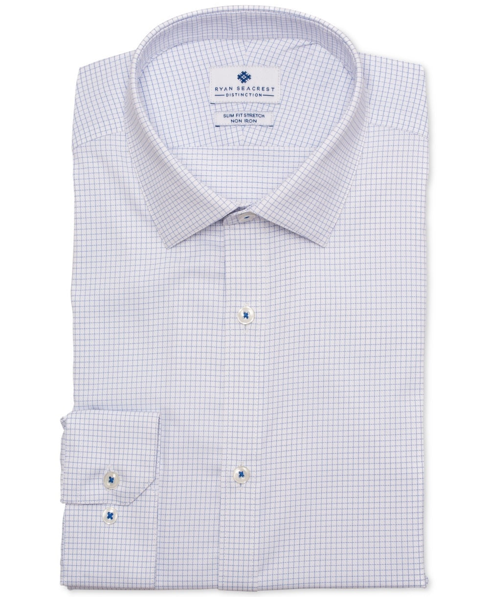 Camisa social masculina Ryan Seacrest Distinction Slim Fit azul tamanho 15x34x35