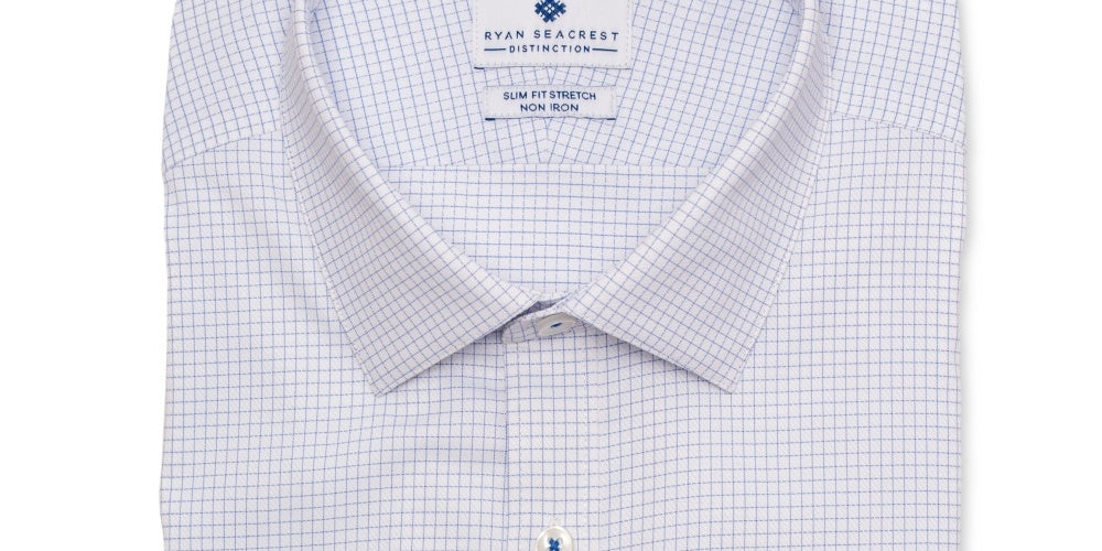 Camisa social masculina Ryan Seacrest Distinction Slim Fit azul tamanho 15x34x35