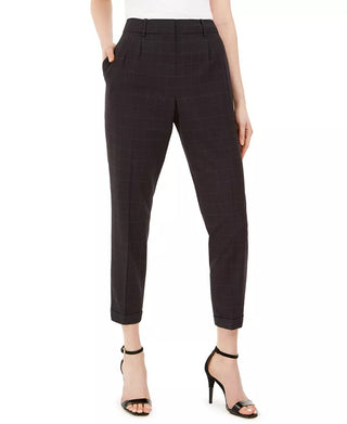 Calça Calvin Klein Feminina Slim-Leg Windowpane Tamanho 14 Prata