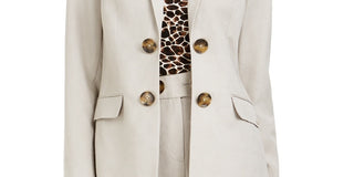 Calvin Klein Blazer Feminino Trespassado Frente Aberta Bege Tamanho 0