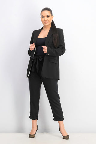 Jaqueta Calvin Klein Feminina Imitação de Pérolas Aberta na Frente, Preta, Tamanho 0