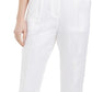 Calça feminina Calvin Klein de linho slim, branca, tamanho 10