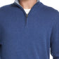 Suéter masculino vintage à prova de intempéries com zíper de um quarto, azul marinho, tamanho pequeno