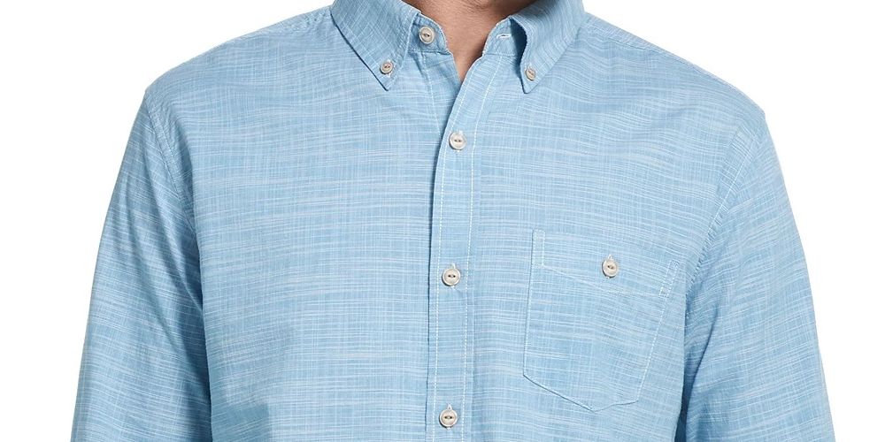 Camisa social masculina vintage à prova de intempéries com gola azul tamanho pequeno