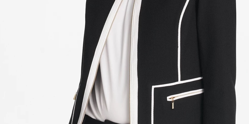 Jaqueta Calvin Klein Feminina com Acabamento Contrastado, Preta, Tamanho 2