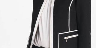 Jaqueta Calvin Klein Feminina com Acabamento Contrastado, Preta, Tamanho 2