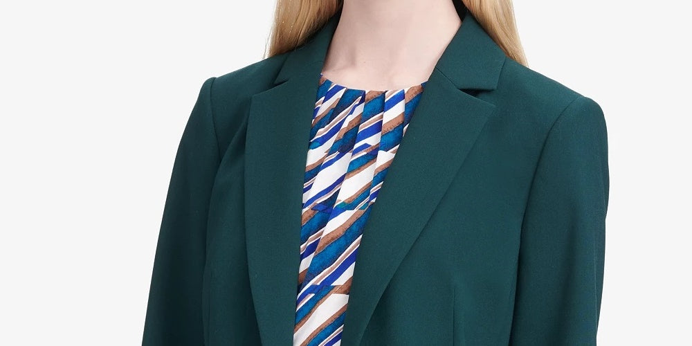 Calvin Klein Blazer Feminino com Três Bolsos e Um Botão Azul Tamanho 0