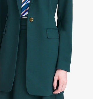 Calvin Klein Blazer Feminino com Três Bolsos e Um Botão Azul Tamanho 0