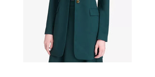 Calvin Klein Blazer Feminino com Três Bolsos e Um Botão Azul Tamanho 16