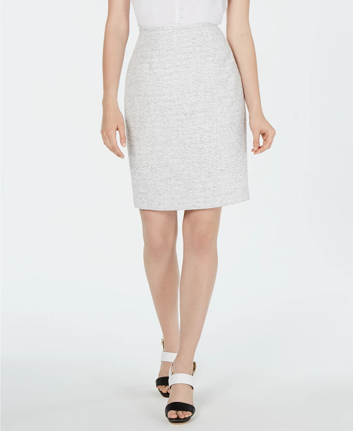 Saia lápis texturizada feminina Calvin Klein, branca, tamanho 10