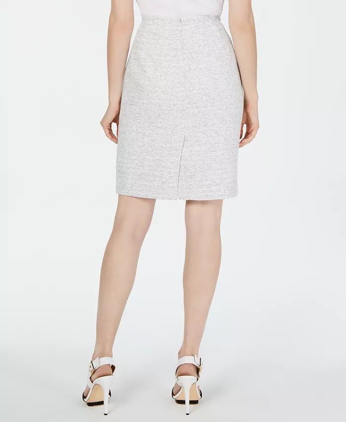 Saia lápis texturizada feminina Calvin Klein, branca, tamanho 10