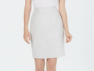 Saia lápis texturizada feminina Calvin Klein, branca, tamanho 10