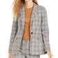 Calvin Klein Blazer Xadrez Feminino de Um Botão Marrom Tamanho 16