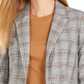Calvin Klein Blazer Xadrez Feminino de Um Botão Marrom Tamanho 10