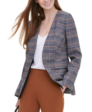 Calvin Klein Blazer Xadrez Tweed Feminino Marrom Tamanho 8