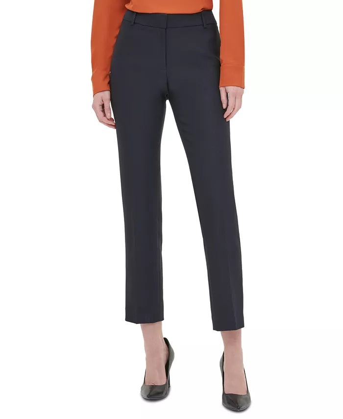 Calça feminina Calvin Klein de sarja slim, azul-marinho, tamanho 12