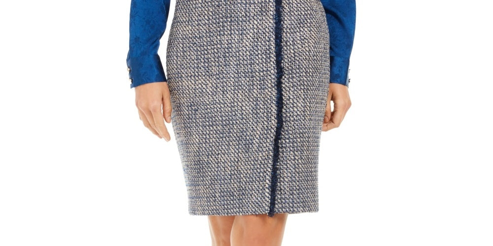 Saia lápis de tweed feminina Calvin Klein azul tamanho 14
