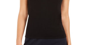 Blusa feminina Calvin Klein sem mangas com gola alta, preta, tamanho extragrande
