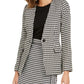 Calvin Klein Blazer Feminino Estampa Pied-de-poule Botão Único Cinza Tamanho 10