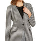 Calvin Klein Blazer Feminino Estampa Pied-de-poule Botão Único Cinza Tamanho 10