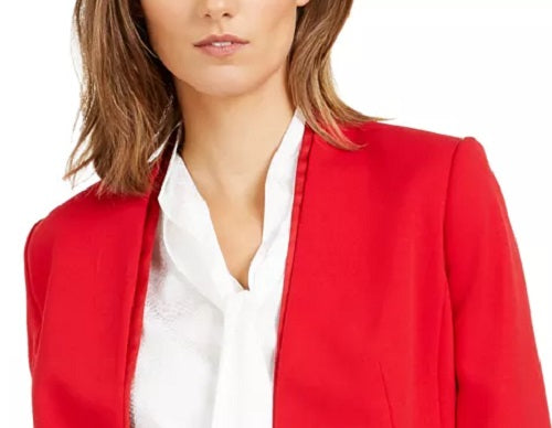 Calvin Klein Blazer Feminino de Botão Único Vermelho Tamanho 12