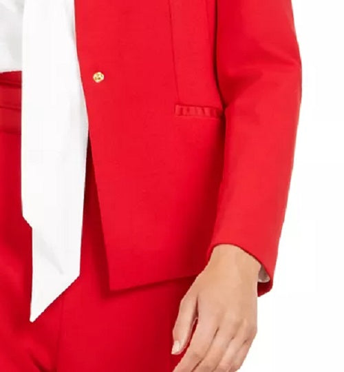 Calvin Klein Blazer Feminino de Botão Único Vermelho Tamanho 12