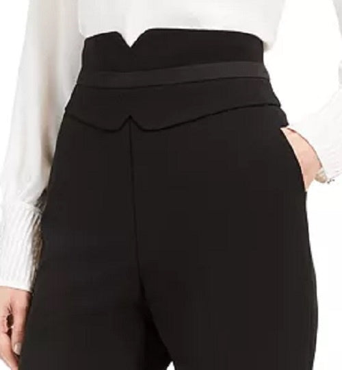 Calça de smoking feminina Calvin Klein de cintura alta, preta, tamanho 12