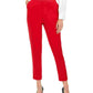 Calça social feminina Calvin Klein com cintura plissada e ajuste slim, vermelha, tamanho 4