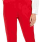 Calça social feminina Calvin Klein com cintura plissada e ajuste slim, vermelha, tamanho 4