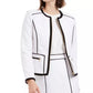 Calvin Klein Blazer Feminino com Zíper e Debrum Contrastado, Branco, Tamanho 4
