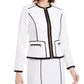 Calvin Klein Blazer Feminino com Zíper e Debrum Contrastado, Branco, Tamanho 4