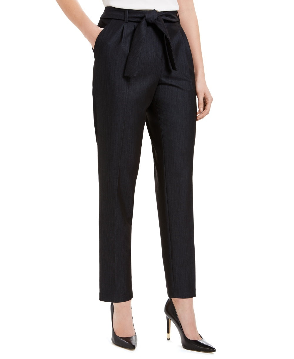 Calça Calvin Klein Feminina Slim Fit Amarrada na Frente, Azul Marinho, Tamanho 12